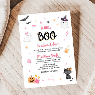 Invitation Pink A Little Boo Baby shower Halloween