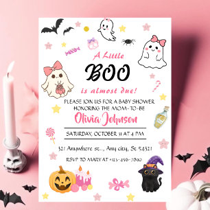 Invitation Pink A Little Boo Baby shower Halloween