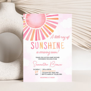 Invitation Pink A Little Ray Baby shower de soleil