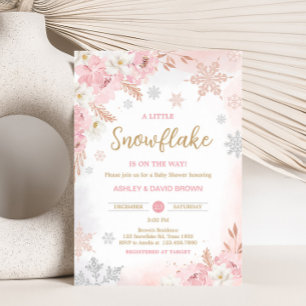 Invitation Pink A Little Snowflake Baby shower