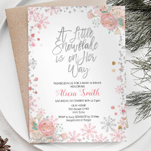 Invitation Pink A Little Snowflake est sur le Baby shower Her