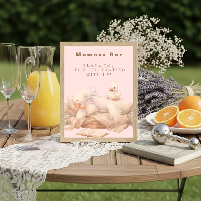 Invitation Pink A Silly Goose "Momosa" Mimosa  Table Sign  (Pink A Silly Goose "Momosa" Mimosa Table Sign)