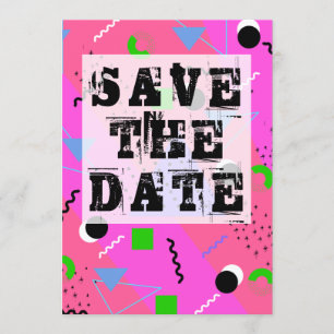 Invitation Pink Abstrait 80s Memphis Style Enregistrer la dat