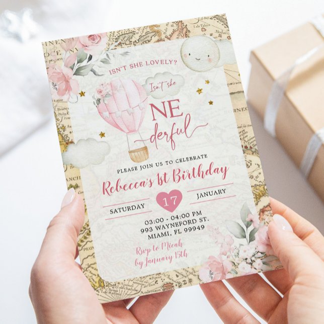 Invitation Pink Air Balloon n'est-elle pas un anniversaire en (Créateur téléchargé)