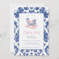 Pink and Blue Grandmillennial Damask Sleigh
