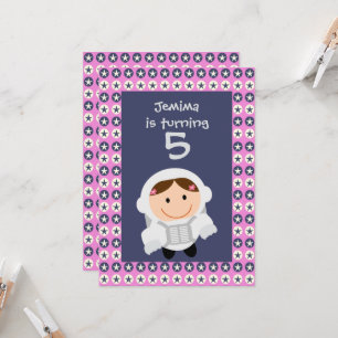 Invitation Pink and Blue Stars Spacegirl Birthday Party
