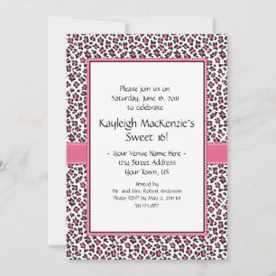 Invitation Pink and Brown Empreinte de léopard Sweet 16 Invit