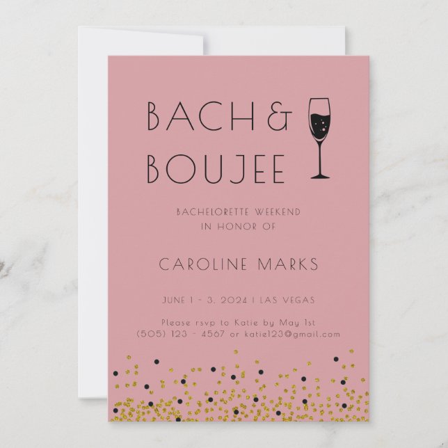 Invitation Pink and Gold Bach et Boujee Bachelorette Party (Devant)