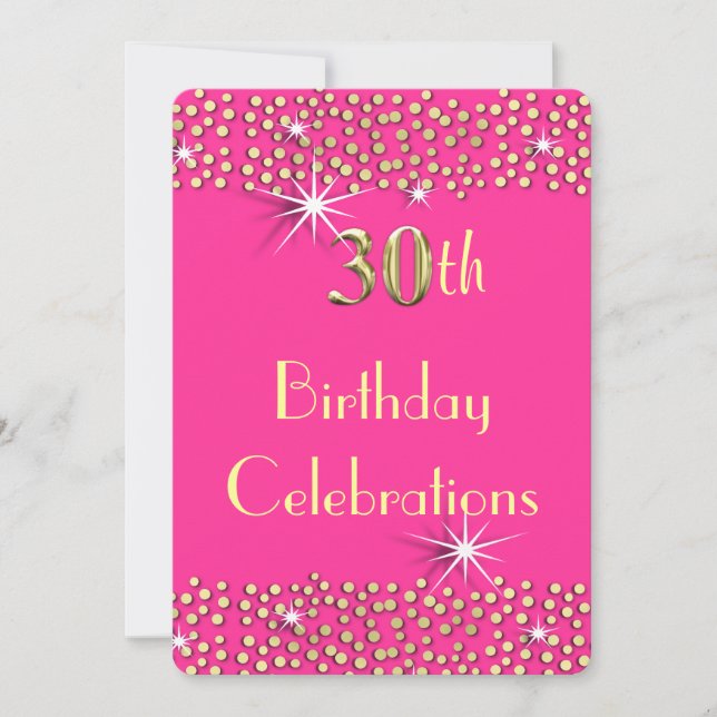 Invitation Pink and Gold Glitzy Sparkle 30e anniversaire (Devant)