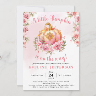 Invitation Pink and Gold Halloween Little Citrouille Baby sho