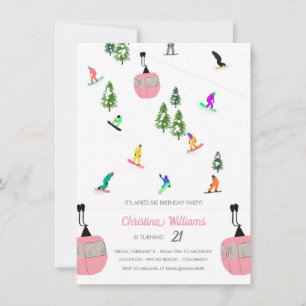 Invitation Pink Aprés Snowboard Snowboard Anniversaire