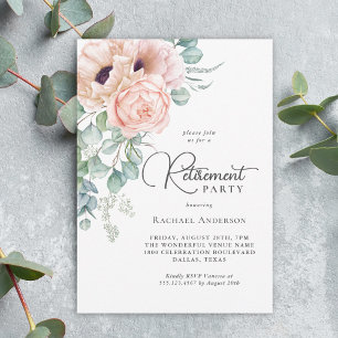 Invitation Pink Aquarelle Floral Retraite Party