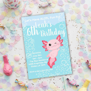 Invitation Pink Axolotl fête d'anniversaire