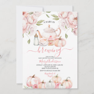 Invitation Pink Baby brasse du thé Citrouille Baby shower d'a