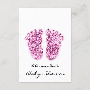 Invitation Pink Baby Girl Douche Pieds Blanc Fuchsia