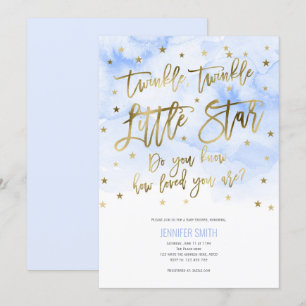 Invitation Pink, Baby Girl, Twinkle petites stars, Baby showe