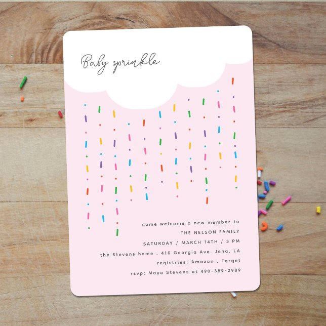 Invitation Pink Baby Sprinkle Cloud & Sprinkles (Créateur téléchargé)