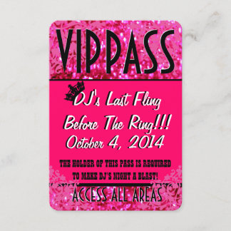 Invitation Pink Bacheloror Party VIP PASS