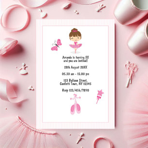 Invitation Pink Ballerina Danse Anniversaire de enfant