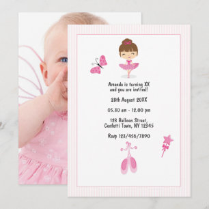 Invitation Pink Ballerina Danse Anniversaire de enfant