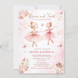 Invitation Pink Ballerina TuTu Soeur Soeur Soeur Fête des frè