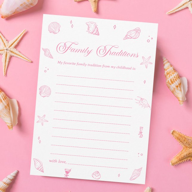 Invitation Pink Beach Baby Shower Family Traditions Game Card (Créateur téléchargé)