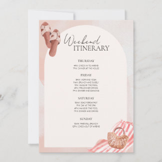 Invitation Pink Beach Bachelorette Party Week-end Itinéraire