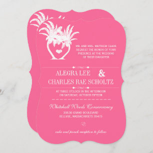 Invitation Pink Beach Palm Tree Destination Chalkboard