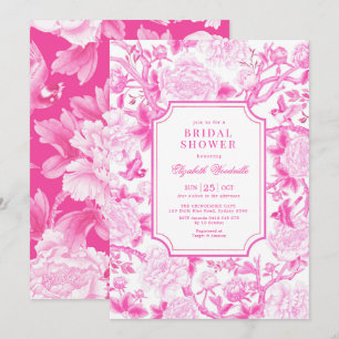 Invitation Pink Birds & Peonies Chinoiserie Fête des mariées