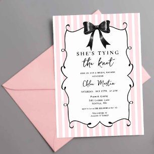 Invitation Pink & Black Bow Attache le noeud Douche nuptiale