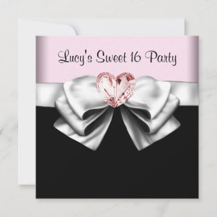 Invitation Pink Black Sweet 16 Anniversaire