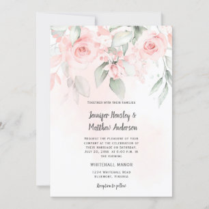 Invitation Pink Bliss Pastel rose et vert Mariage floral