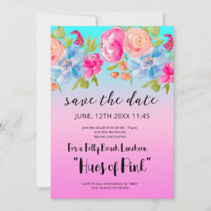 Invitation Pink Blue Beach Gradient Bridal Enregistrer la dat