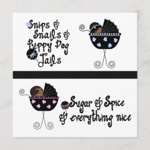 Invitation Pink Blue Carriage African American Reveal Party