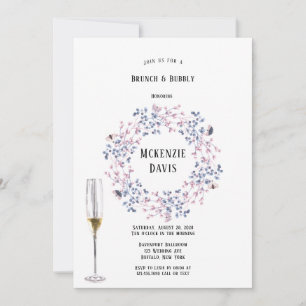 Invitation Pink Blue Christmas Berries Bridesmaiers Déjeuner