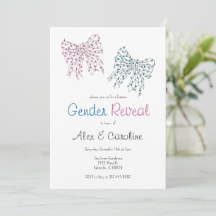 Invitation Pink Blue Christmas Bows Genre Reveve Party
