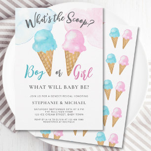 Invitation Pink Blue Glace Cream Genre Revevela Party