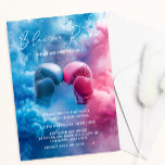 Invitation Pink Blue Smoke Boxing Glove Sport Sexe Révéler<br><div class="desc">Un Boxing Sport thème Baby Gender Reveal invitation. Le modèle invitation éditable comporte des gants de boxe bleu et rose entourés de fumée. Le texte de la typographie blanche dit bleu ou rose,  que pensez-vous ? Personnalisez-vous en éditant l'invitation numérique ou imprimée avec les détails de votre événement.</div>