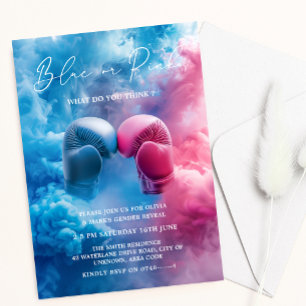 Invitation Pink Blue Smoke Boxing Glove Sport Sexe Révéler