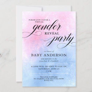 Invitation Pink & Blue Virtual Genre Revevevela Party