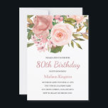 Invitation Pink Blush Rose Gold 80th Birthday Party Invitatio<br><div class="desc">Rose Blush Rose Gold 80h Anniversaire Invitation de fête Voir la collection correspondante Dans Niche et Nest Store</div>
