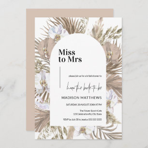 Invitation Pink Boho Floral Arch Mlle à Mme Fête des mariées
