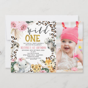 Invitation Pink Boho Floral Safari Wild Un 1er anniversaire