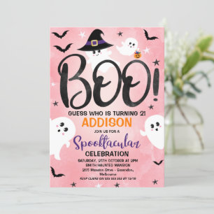 Invitation Pink Boo Ghost Fête d'Halloween Anniversaire Invit