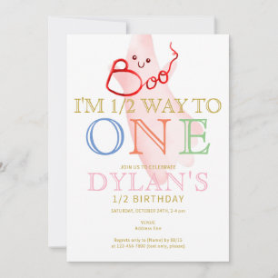 Invitation Pink BOO Je suis à mi-chemin d'une fille de 6 mois