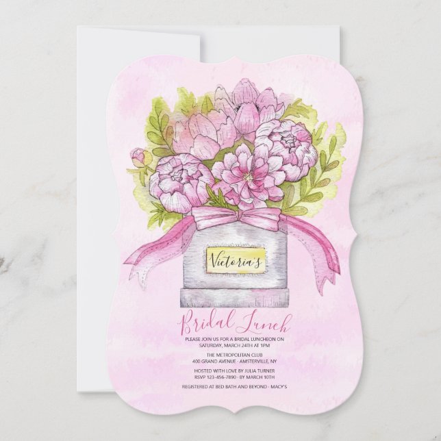 Invitation Pink Bouquet Bridal Luncheon Douche (Devant)