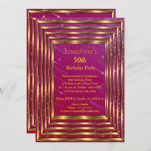 Invitation Pink Bourgogne 50e Anniversaire Party Gold