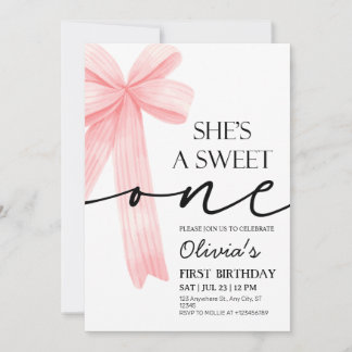 Invitation Pink Bow 1er anniversaire