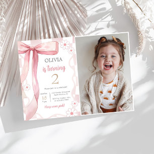Invitation Pink Bow 2e anniversaire fille photo