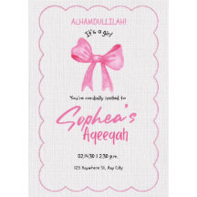 Invitation Pink Bow Aqiqah